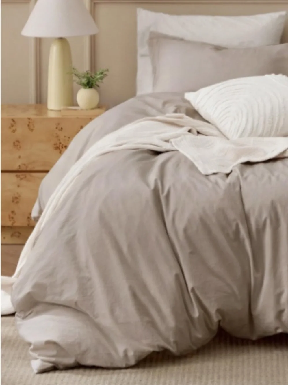 TWIN SIZE Duvet 2Pc Set 100% Washed Cotton - TAN